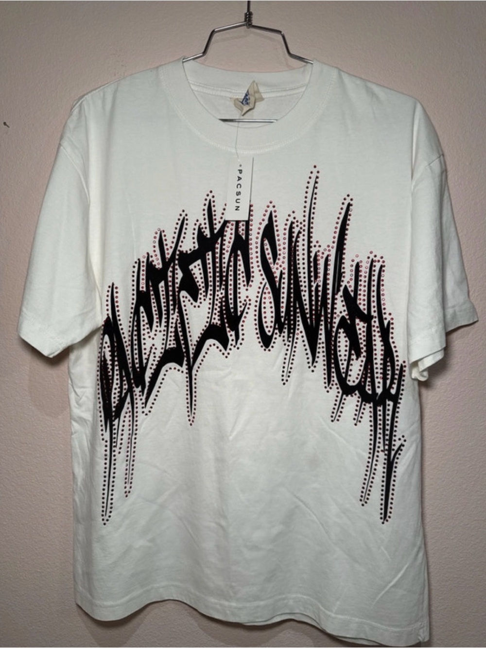 PacSun White Short-Sleeve Tee with Black Graphic Script